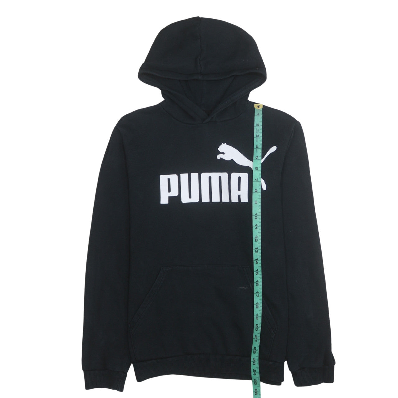 Puma Boys Black Pullover Hoodie 15-16 Years Logo Fleece Sweatshirt