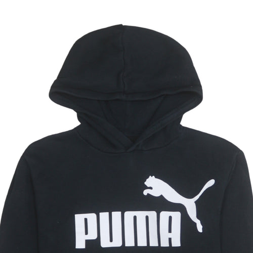 Puma Boys Black Pullover Hoodie 15-16 Years Logo Fleece Sweatshirt