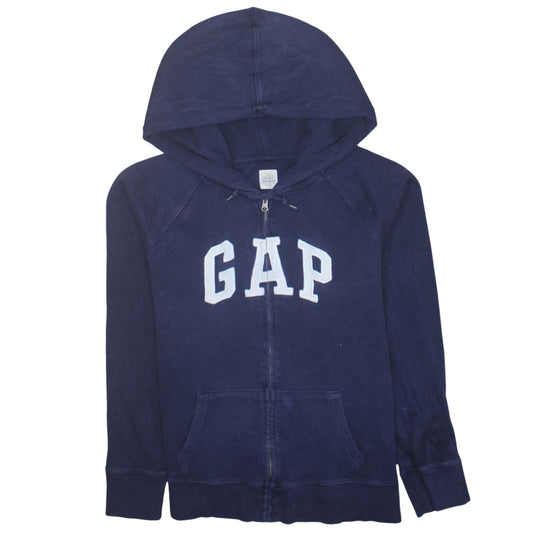 GAP Women Navy Blue Full Zip Hoodie L Cotton Blend Casual