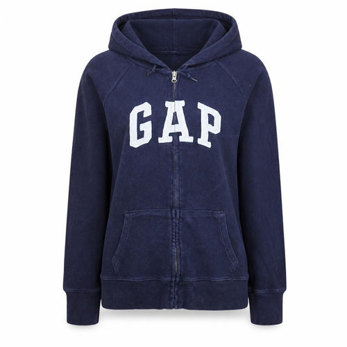 GAP Women Navy Blue Full Zip Hoodie L Cotton Blend Casual