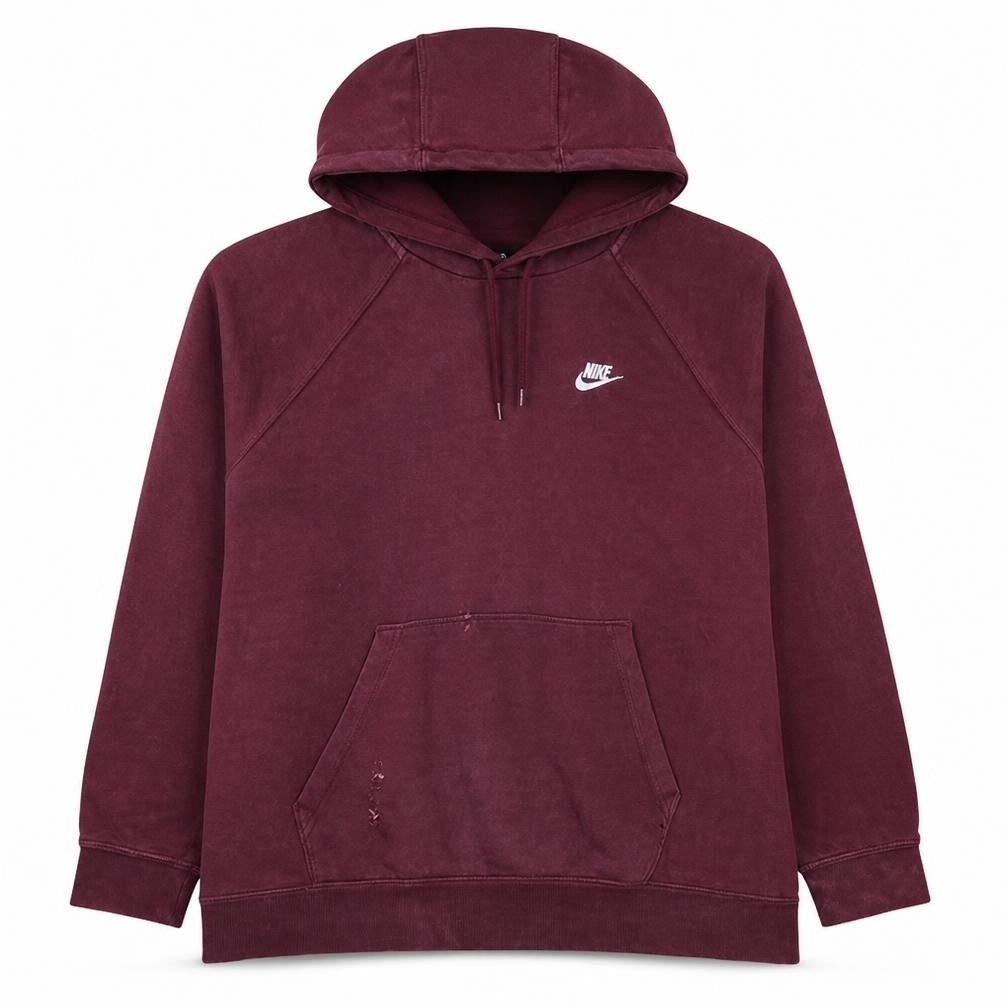 Front view of Nike Men's Red Pullover Hoodie XL Fleece Logo Sweatshirt