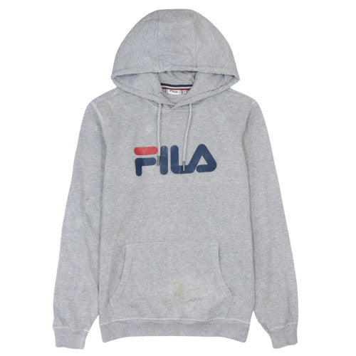 Fila Men's Grey Pullover Hoodie XS Logo Graphic Cotton Blend