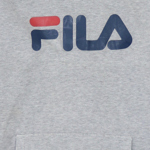 Fila Men's Grey Pullover Hoodie XS Logo Graphic Cotton Blend