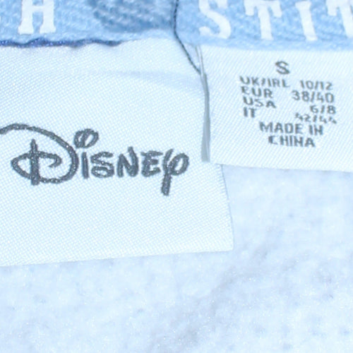 Disney Women Blue & White Stitch Hoodie Size S Pullover Sweatshirt