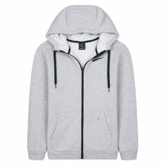 Front view of Nike Men's Grey Dri-FIT Full Zip Hoodie, size S