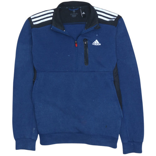 Adidas Men's Blue XS 1/4 Zip Track Jacket with Pockets