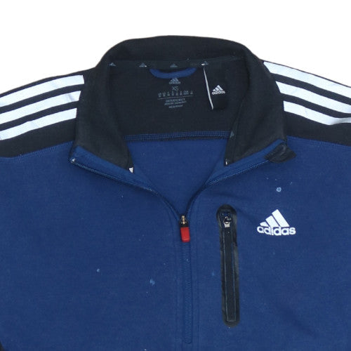 Adidas Men's Blue XS 1/4 Zip Track Jacket with Pockets