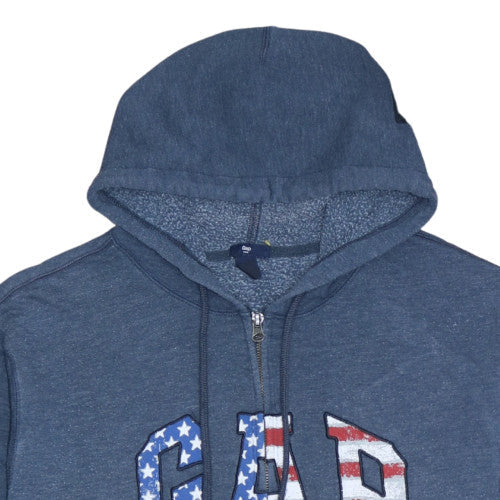 GAP Mens Blue Full Zip Hoodie XL Fleece Patriotic Logo Sweatshirt