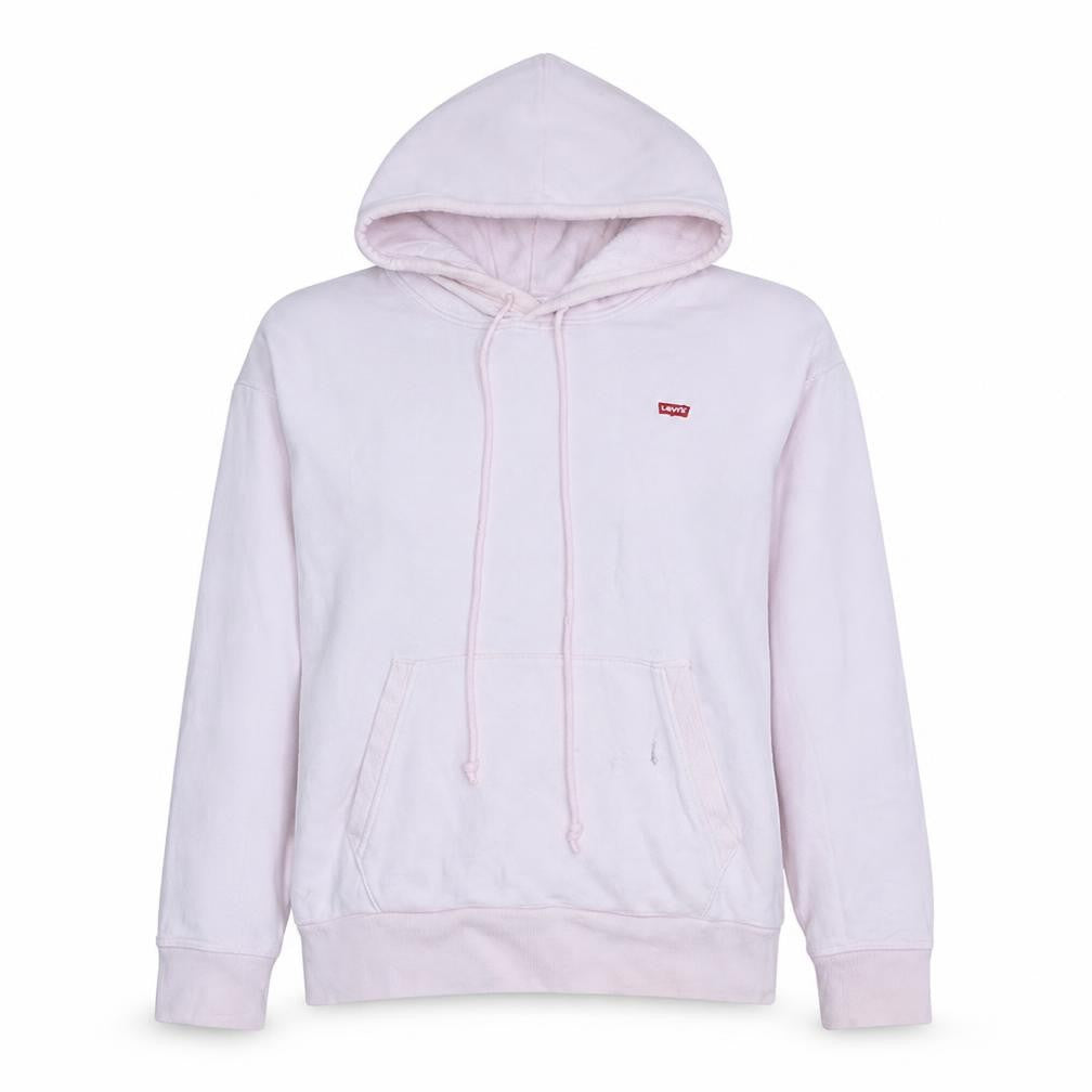 Front view of Levi's Women Pink Pullover Hoodie, size S, Cotton Blend Casual