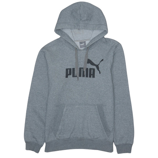 Puma Men's Grey Small Pullover Hoodie with Logo Print