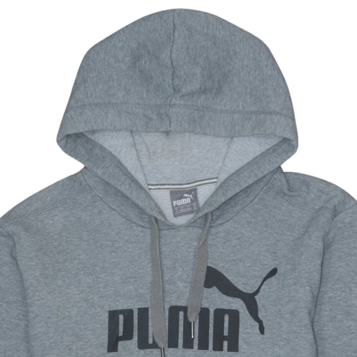 Puma Men's Grey Small Pullover Hoodie with Logo Print