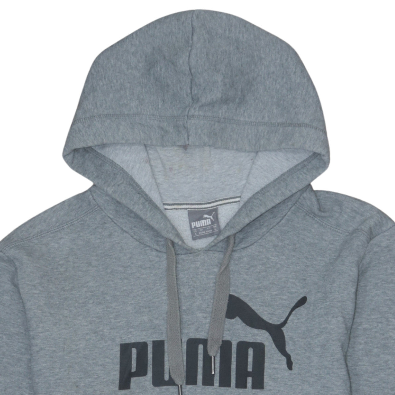 Puma Men's Grey Small Pullover Hoodie with Logo Print