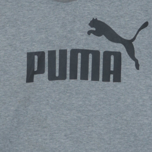 Puma Men's Grey Small Pullover Hoodie with Logo Print