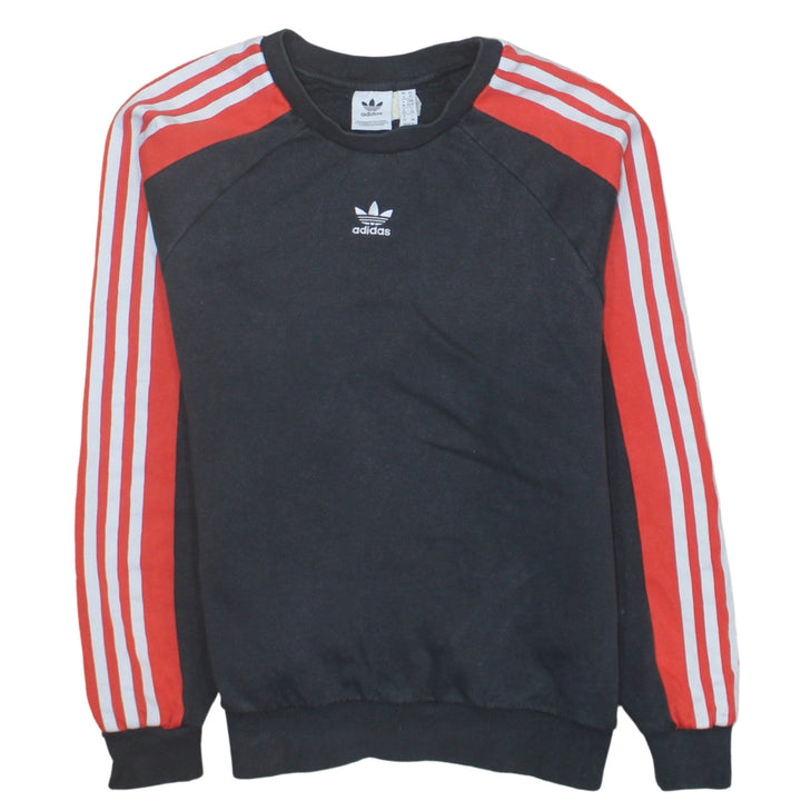 Adidas Womens Black Red Crew Neck Long Sleeve Sweatshirt Size 6