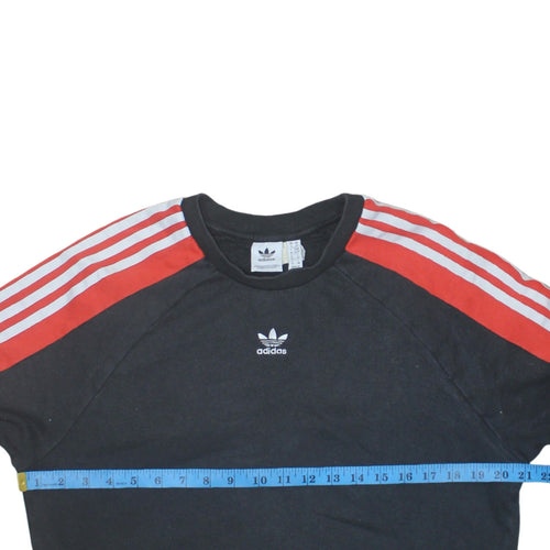 Adidas Womens Black Red Crew Neck Long Sleeve Sweatshirt Size 6