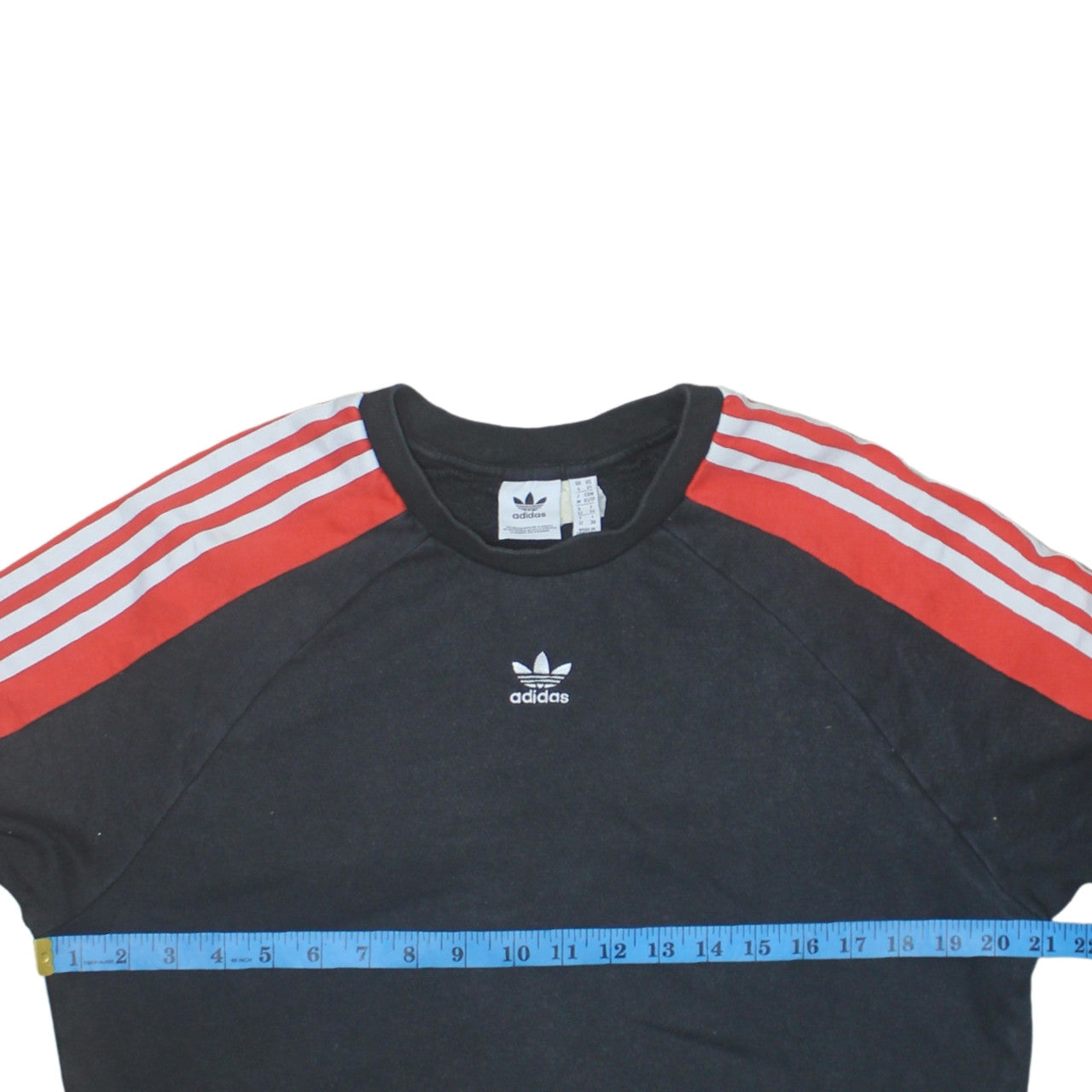 Adidas Womens Black Red Crew Neck Long Sleeve Sweatshirt Size 6