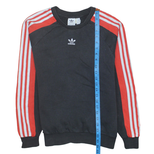 Adidas Womens Black Red Crew Neck Long Sleeve Sweatshirt Size 6