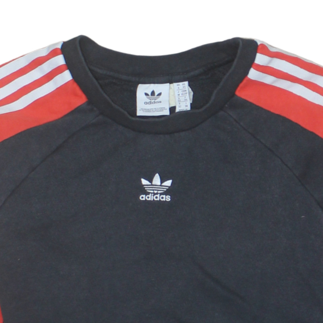 Adidas Womens Black Red Crew Neck Long Sleeve Sweatshirt Size 6