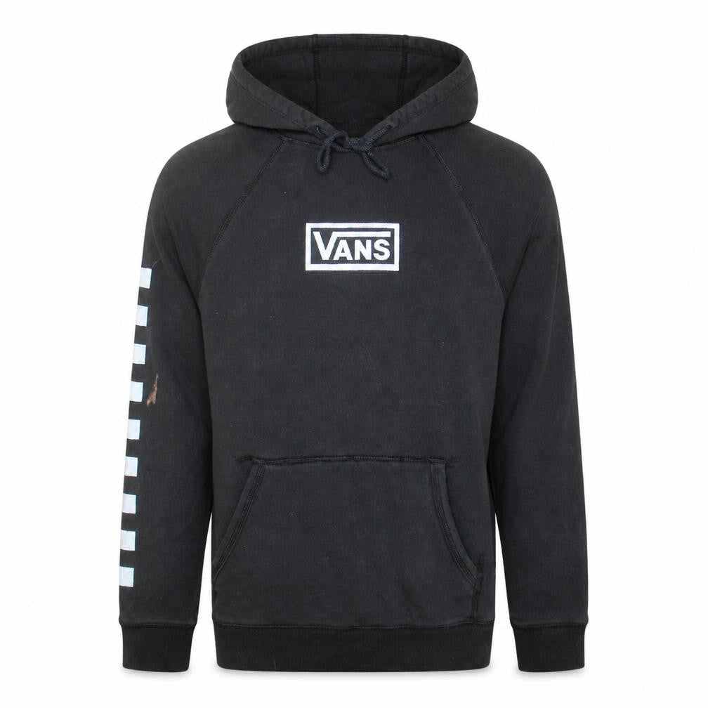 Front view of Vans Men's Black Small Pullover Hoodie Graphic Skate Sweatshirt