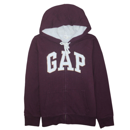 GAP Women Burgundy Full Zip Hoodie Size L Sherpa Lined Casual