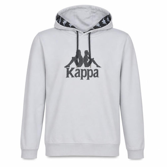 Front view of Kappa Men's White Pullover Hoodie Small Logo Graphic Sportswear