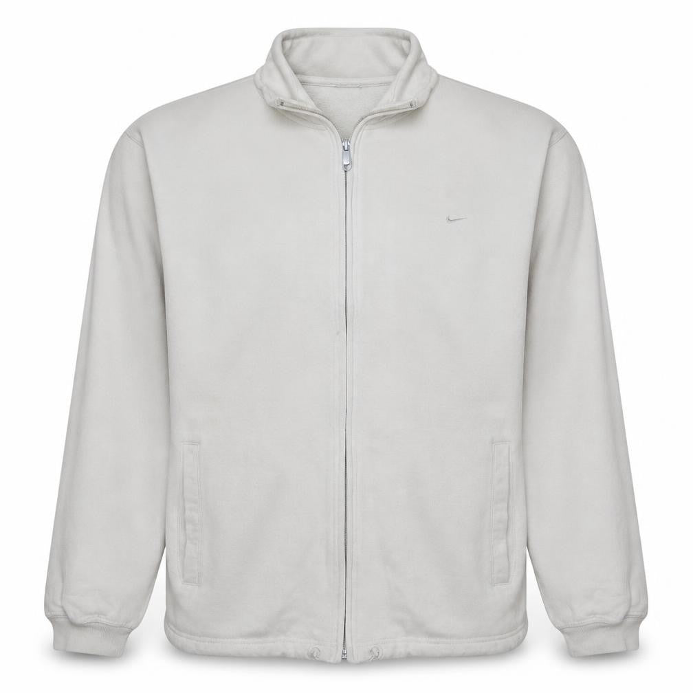 Front view of Nike Men's White Full Zip Fleece Sweatshirt L