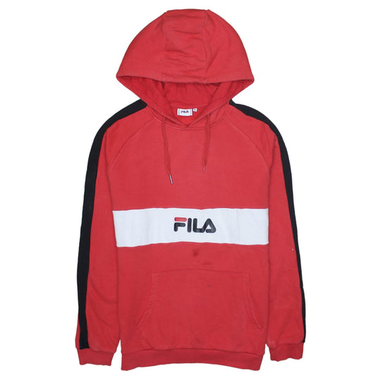 Fila Women's Red Pullover Hoodie Medium Cotton Blend Logo Style
