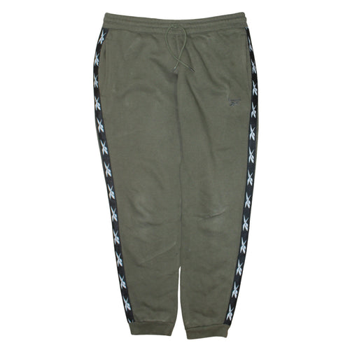 Reebok Men’s Green Joggers L Logo Side Stripe Regular Fit Tapered Sweatpants