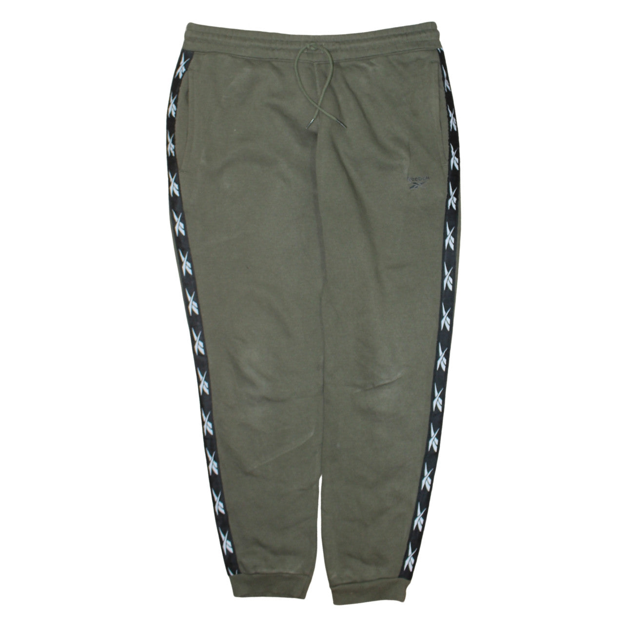 Reebok Men’s Green Joggers L Logo Side Stripe Regular Fit Tapered Sweatpants