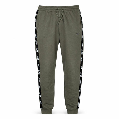 Reebok Men’s Green Joggers L Logo Side Stripe Regular Fit Tapered Sweatpants