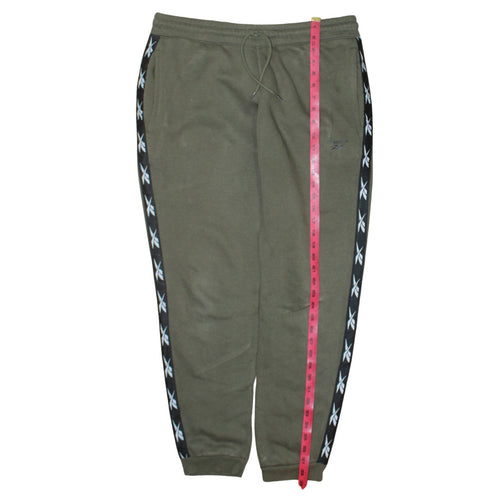 Reebok Men’s Green Joggers L Logo Side Stripe Regular Fit Tapered Sweatpants