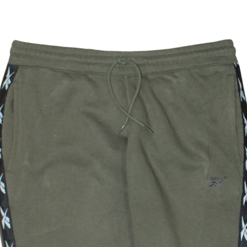 Reebok Men’s Green Joggers L Logo Side Stripe Regular Fit Tapered Sweatpants