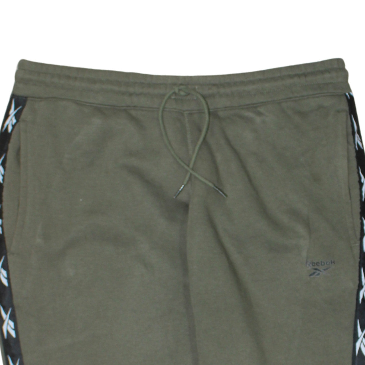 Reebok Men’s Green Joggers L Logo Side Stripe Regular Fit Tapered Sweatpants