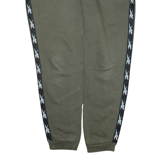 Reebok Men’s Green Joggers L Logo Side Stripe Regular Fit Tapered Sweatpants