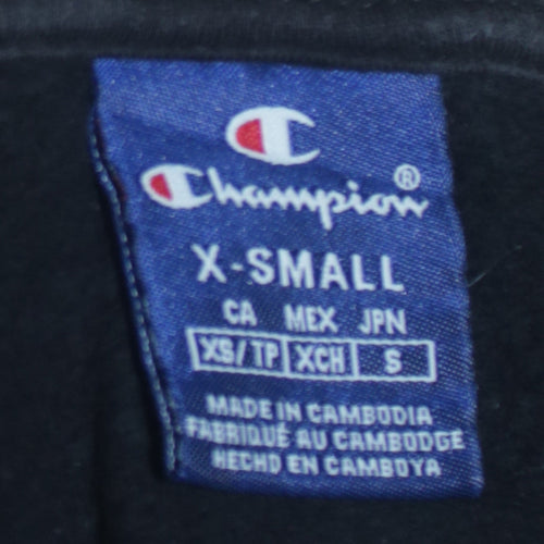 Champion Women's Black XS Pullover Sweatshirt with Logo Embroidery