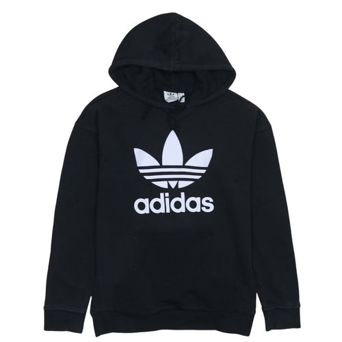 Adidas Womens Black Pullover Hoodie Size 4 Logo Print Casual Sweatshirt