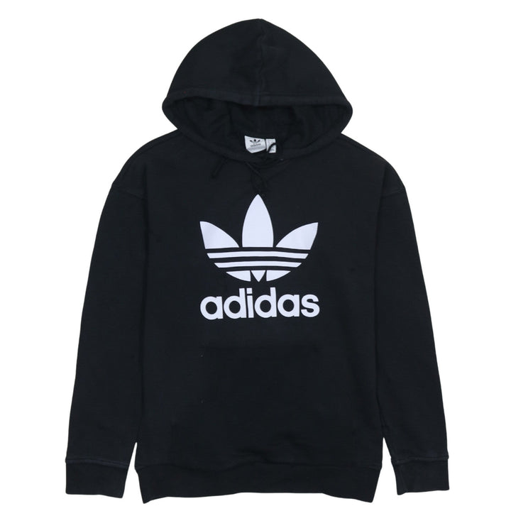 Adidas Womens Black Pullover Hoodie Size 4 Logo Print Casual Sweatshirt