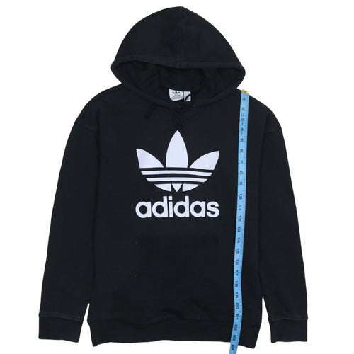 Adidas Womens Black Pullover Hoodie Size 4 Logo Print Casual Sweatshirt