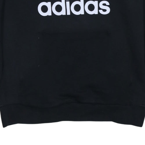 Adidas Womens Black Pullover Hoodie Size 4 Logo Print Casual Sweatshirt