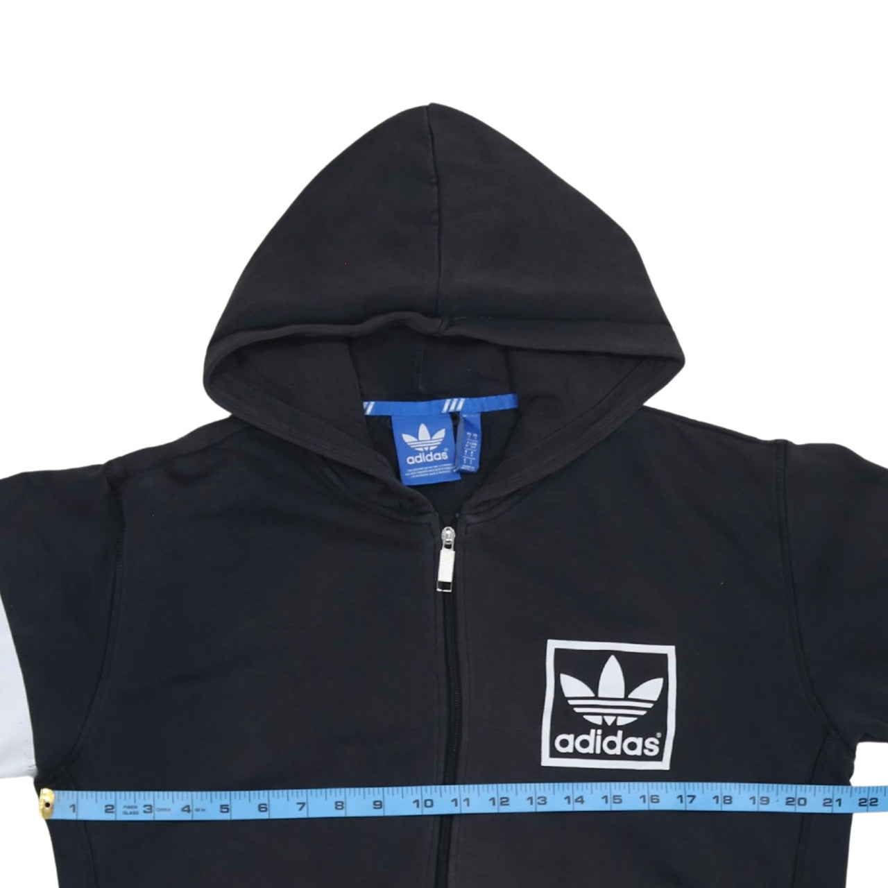 Adidas Womens Black Full Zip Hoodie Small Trefoil Logo Cotton Blend