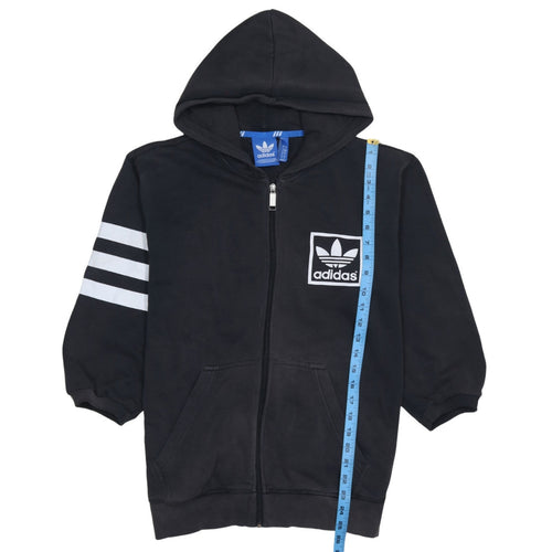 Adidas Womens Black Full Zip Hoodie Small Trefoil Logo Cotton Blend