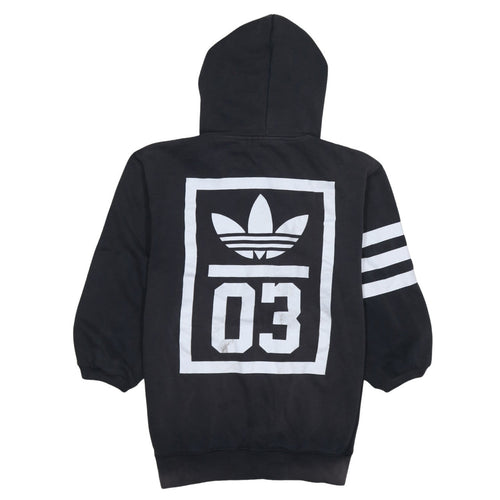 Adidas Womens Black Full Zip Hoodie Small Trefoil Logo Cotton Blend