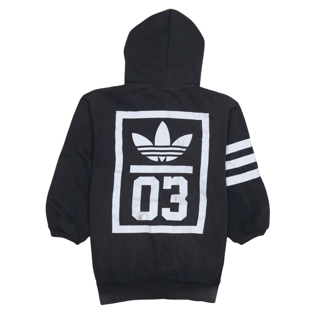 Adidas Womens Black Full Zip Hoodie Small Trefoil Logo Cotton Blend