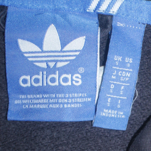 Adidas Womens Black Full Zip Hoodie Small Trefoil Logo Cotton Blend