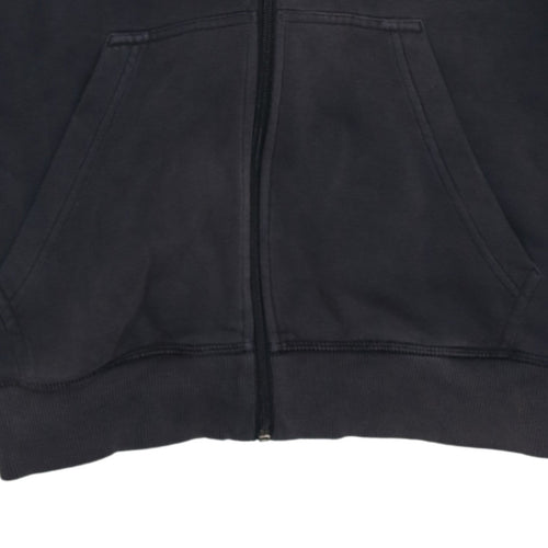Adidas Womens Black Full Zip Hoodie Small Trefoil Logo Cotton Blend