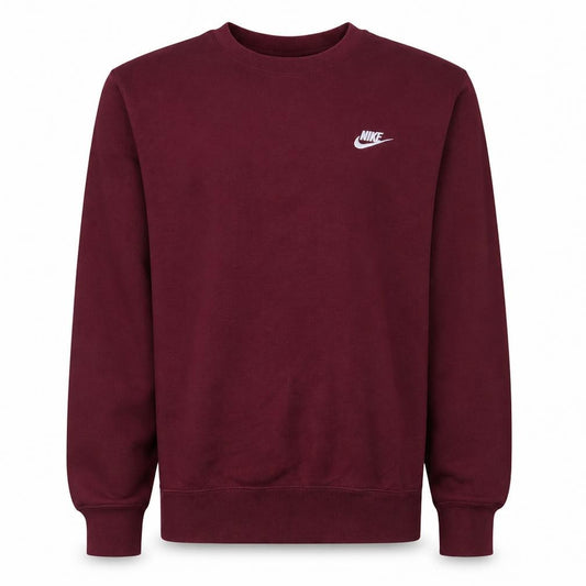 Front view of Nike Men's Maroon Crew Neck Sweatshirt Small Tall Cotton Blend