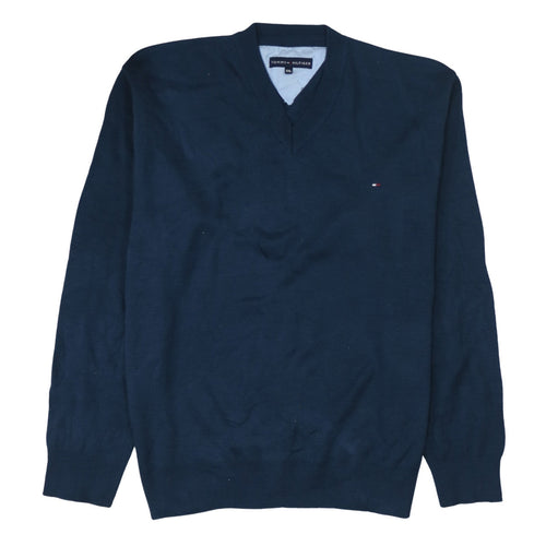 Tommy Hilfiger Men’s Blue Cotton V-Neck Jumper 2XL