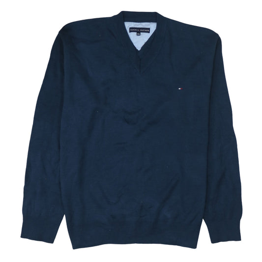 Tommy Hilfiger Men’s Blue Cotton V-Neck Jumper 2XL