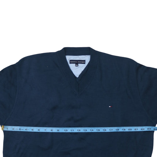 Tommy Hilfiger Men’s Blue Cotton V-Neck Jumper 2XL