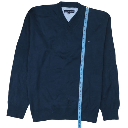 Tommy Hilfiger Men’s Blue Cotton V-Neck Jumper 2XL
